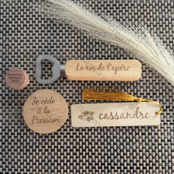 décapsuleur rond en bois magnétique personnalisé ✨